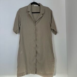 Everlane The Shirtdress in Linen, kahki, Medium